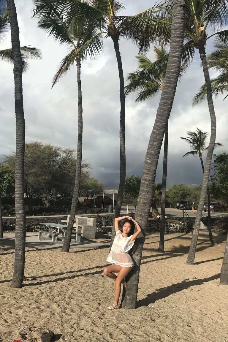 21P Little Asian teen Vina Sky displaying her innocent holes in public