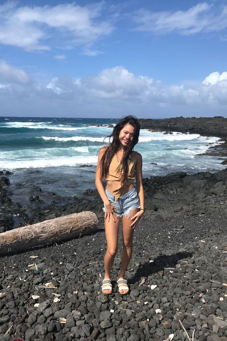 21P Little Asian teen Vina Sky displaying her innocent holes in public