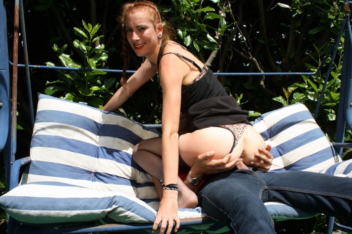 19P French woman with sexy braid in stockings analyzed in the fresh air