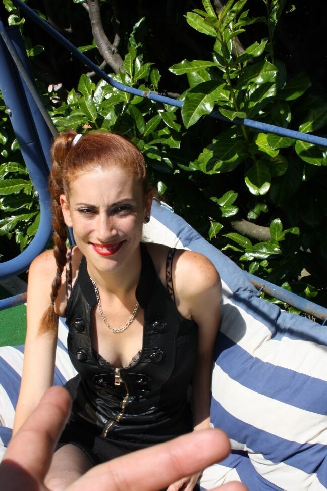 19P French woman with sexy braid in stockings analyzed in the fresh air