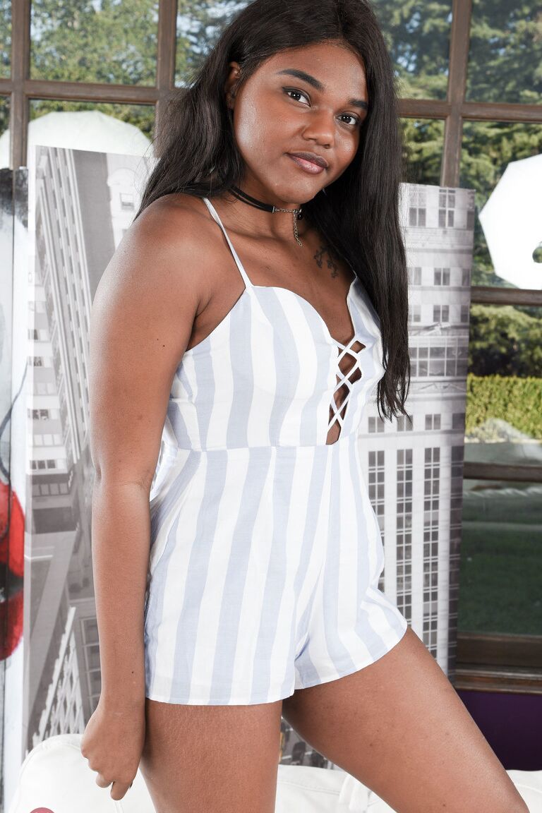 17P Chocolate teen Yara Skye spreads legs to show her freshly shaved cunny