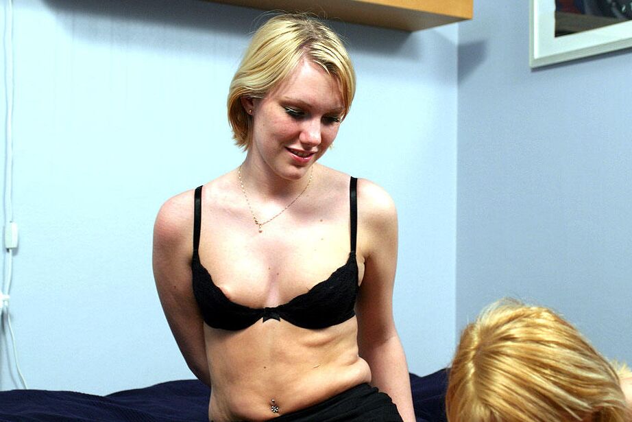 12P Blonde girl is cuffed at wrists and ankles after being gagged in lezdom play