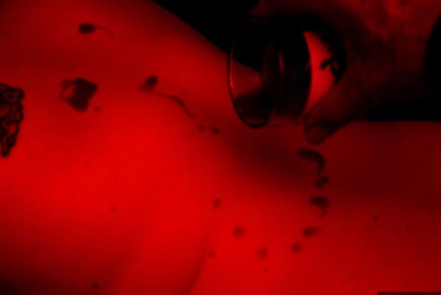 20P Amateur BBW Inked Oracle is covered in wax with her pantyhose pulled down