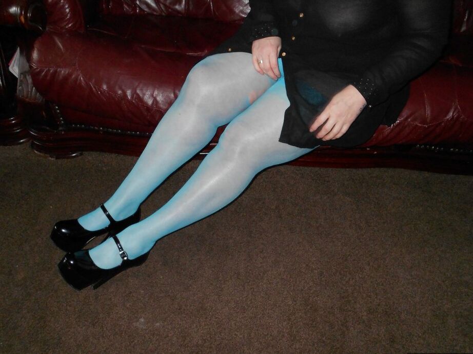 20P Older redhead Valgasmic Exposed exposes herself while in garters & blue nylons