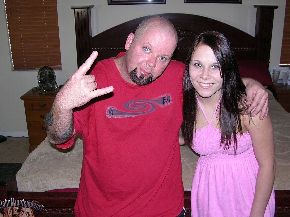 17P 18 year old first timer sucks and fucks a fat bald man on her bed