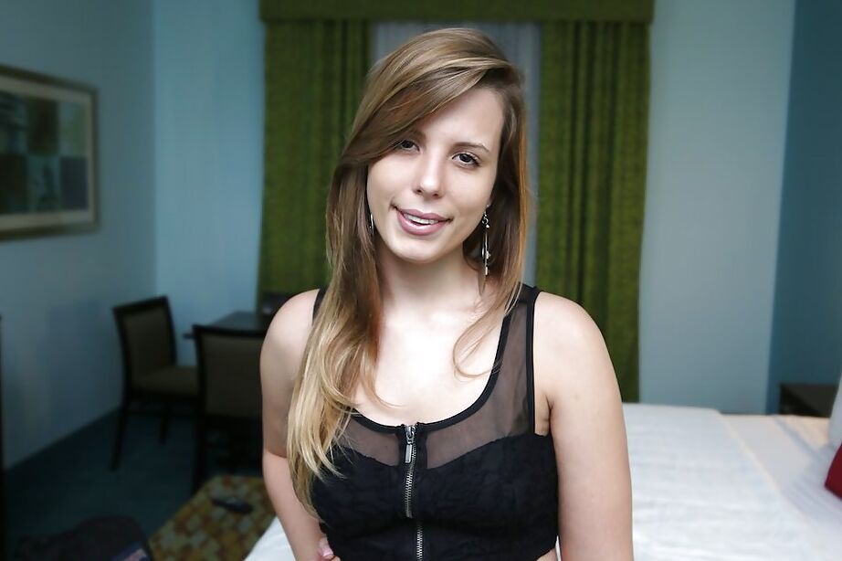 16P Tempting amateur cutie revealing her ample tits and shaved honey pot