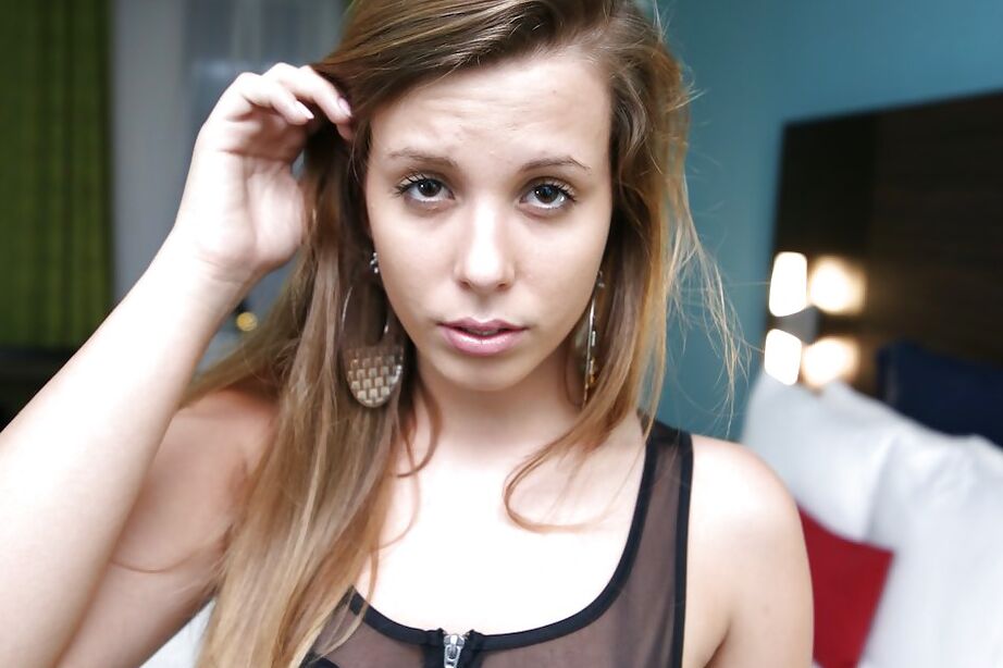 16P Tempting amateur cutie revealing her ample tits and shaved honey pot