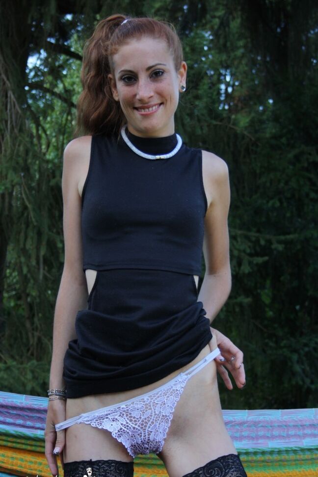 19P Skinny redhead gets hot double penetration in interracial outdoor threesome