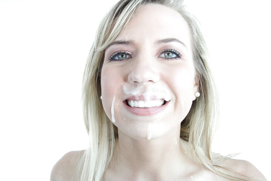 16P Blonde first timer deepthroats cock during bj for cum on pretty face