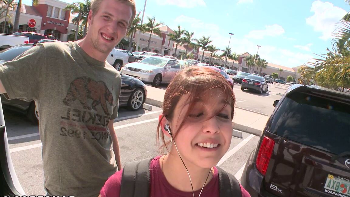 21P Amateur redhead Adriana gets picked up and fucked in the back of the van