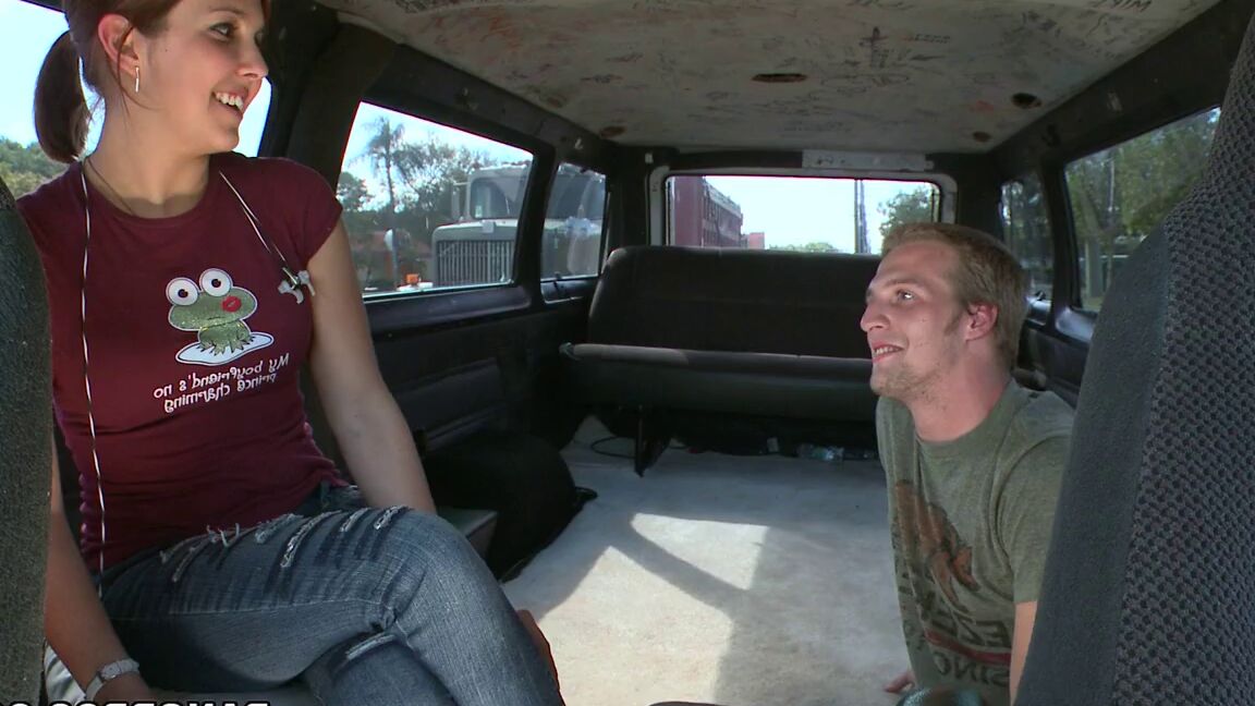 21P Amateur redhead Adriana gets picked up and fucked in the back of the van