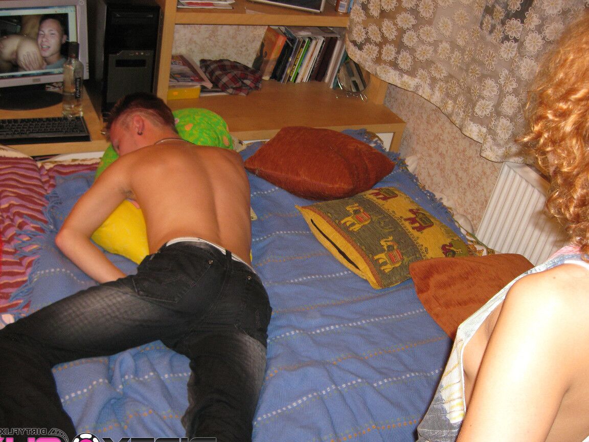 21P Curly haired teen gets boned and jizzed in front of her handcuffed cuckold