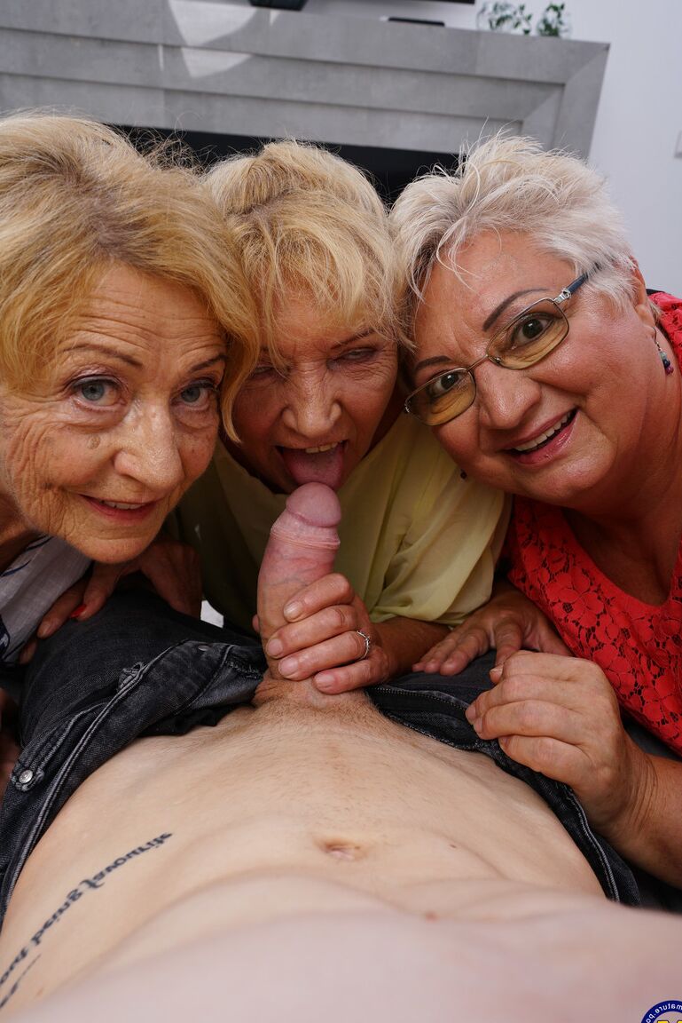 21P Horny grannies Babet, Ilya & Marina T. have a hot 3some with a slender toy boy