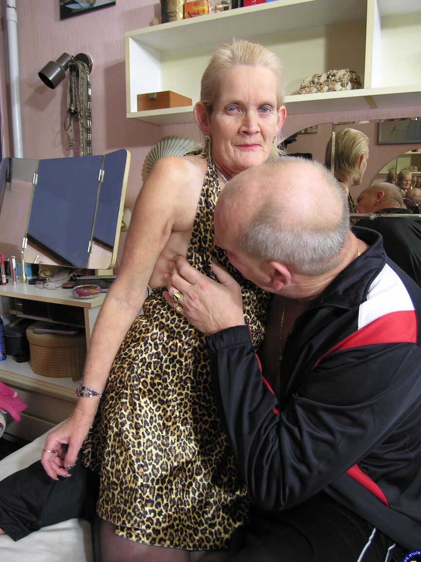 21P Mature blonde Loreen gives head before getting her juicy twat pounded