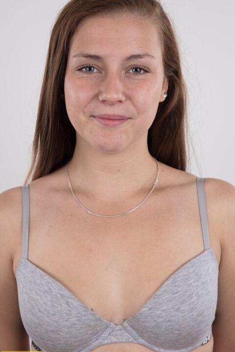 20P 18 year old first timer stands naked after her dress and lingerie is removed