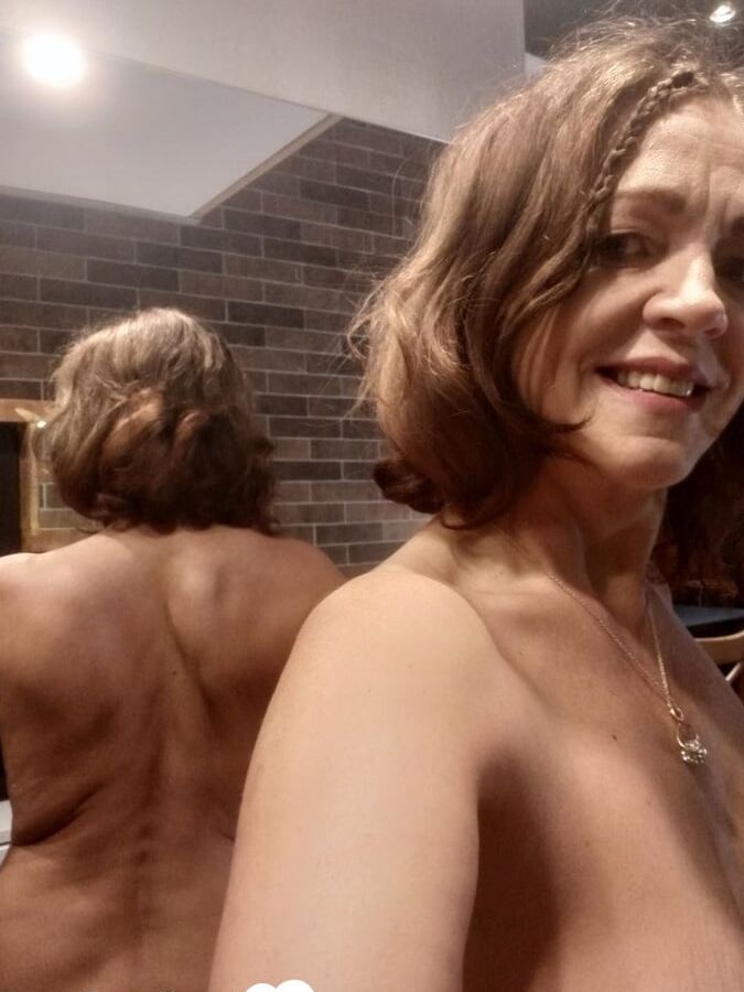 21P Adorable MILF posing naked in the mirror and teasing with her hot body