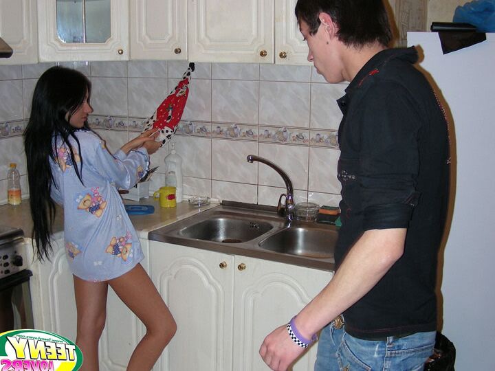 16P Horny teens partake in a hardcore fuck before having their breakfast