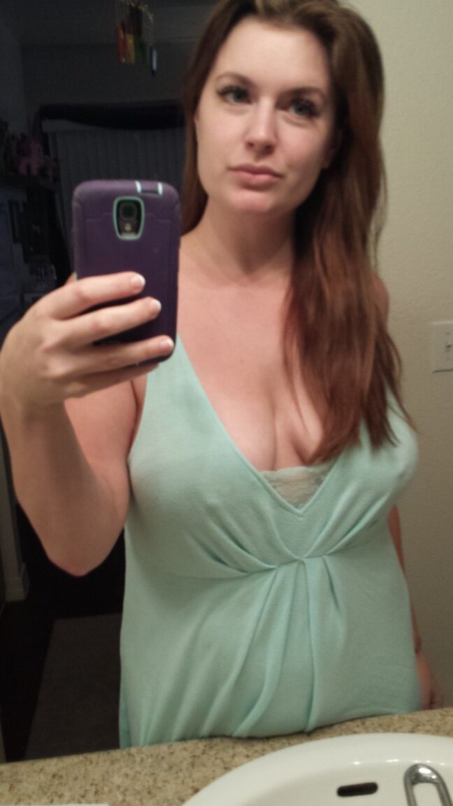 14P Plump amateur Danielle takes topless and clothed selfies around the house