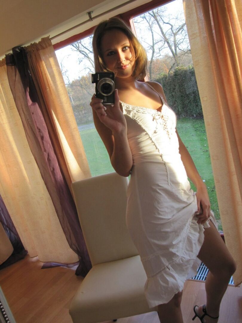 21P Cutie in a white dress Nolana flaunts her small tits and long legs