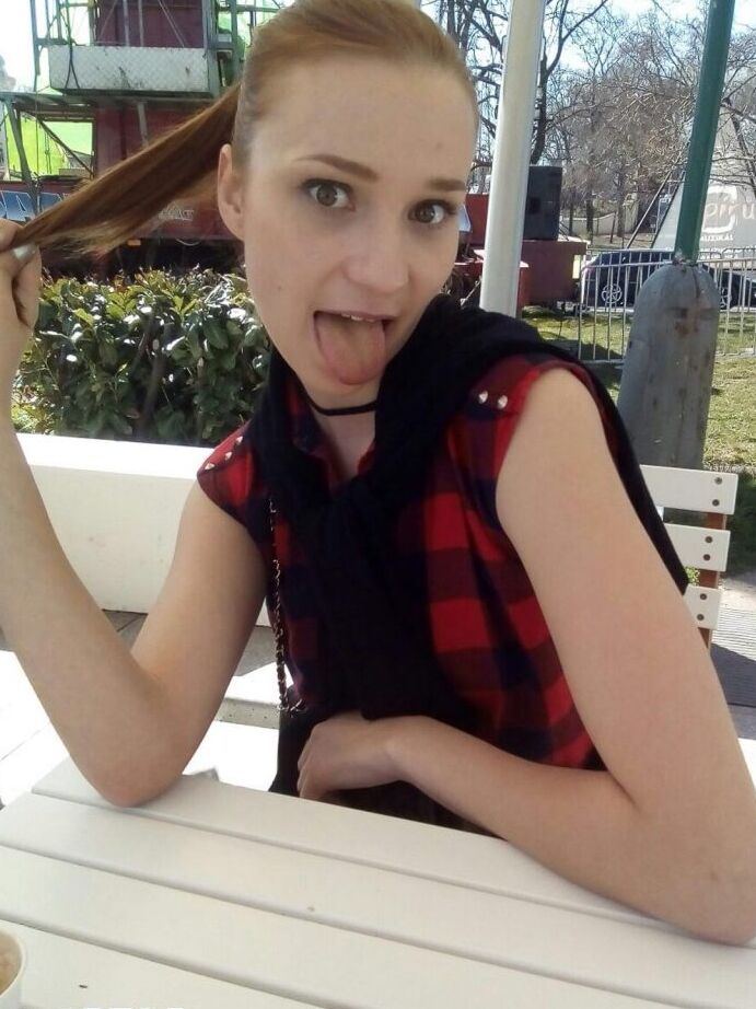 12P Young redhead Radka takes clothed and topless selfies around her place