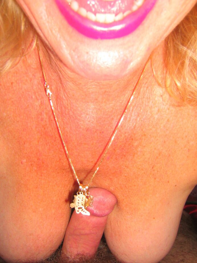 20P Middle-aged blonde Ruth masturbates in nylons before sucking off a cock