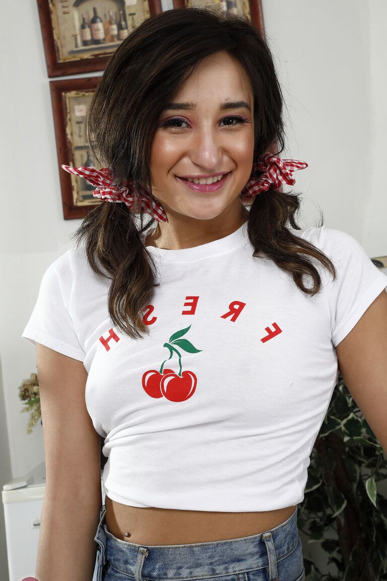 21P Adorable teen with pigtails Isabella Nice plays with her twat lips