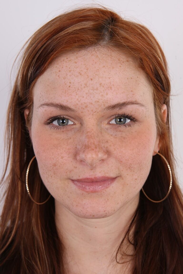 20P Freckled redhead Adela takes off all her clothes for the very first time