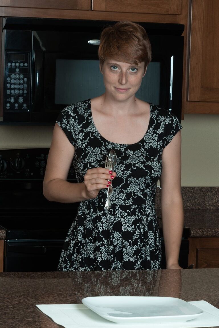 17P Short haired babe with tiny tits Aurora Odaire reveals her hairy muff