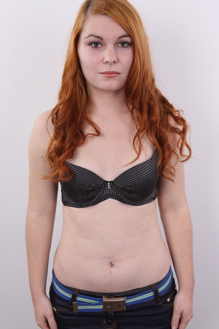 20P Chubby redhead Hanna shows her A-cup tits and plump ass for the first time