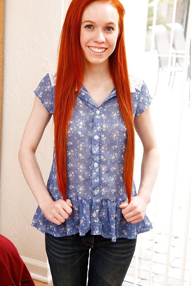 16P Redheaded teen first timer Dolly Little stretching pink cunt wide open
