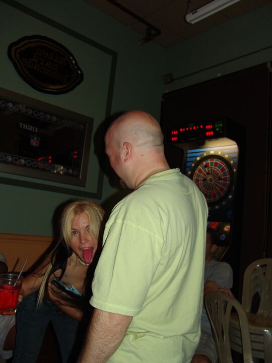 21P Chesty swinger Double Dee lets different men suck her big titties at the bar