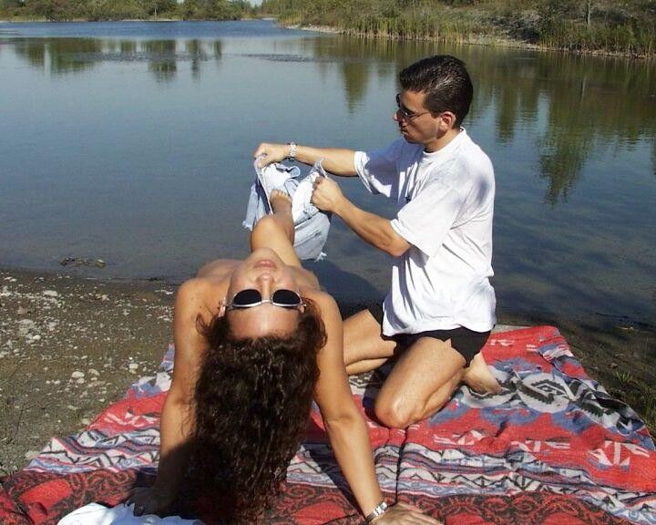 15P Horny couple partakes in MMF sex with a hiker near the water