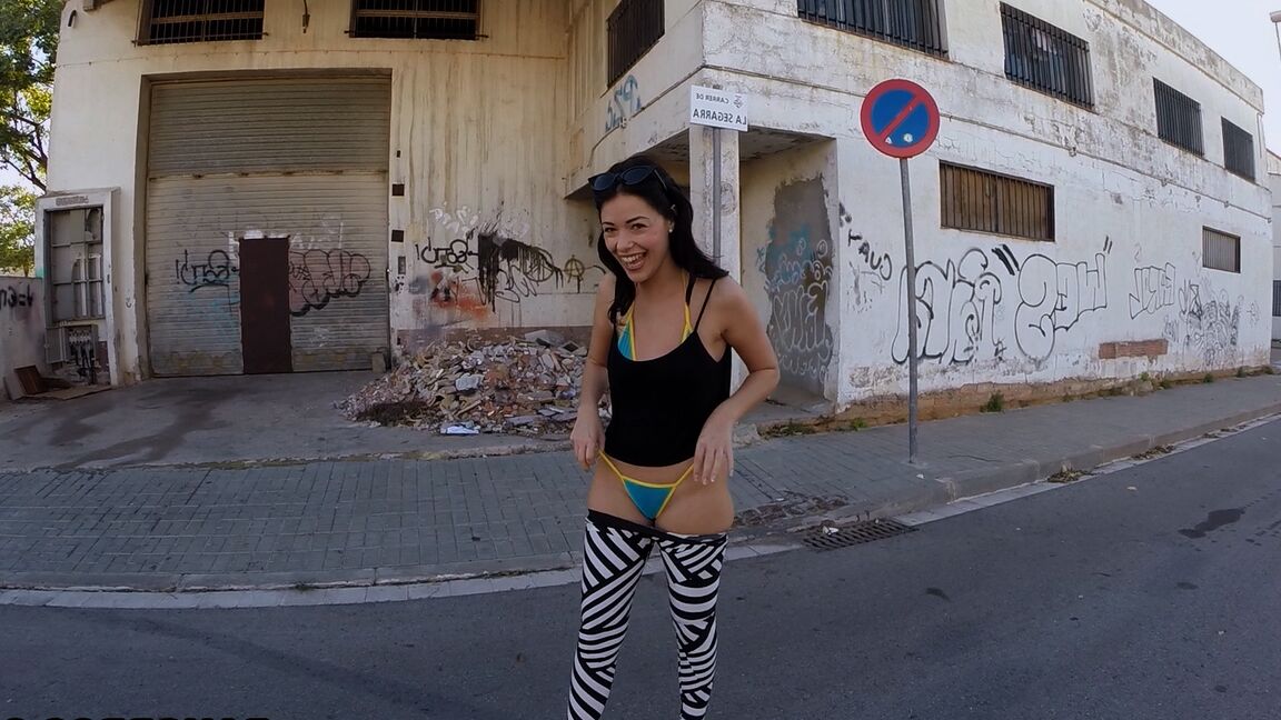 21P Babe with a bubble ass Ava Dalush gets pinked up in public and dicked