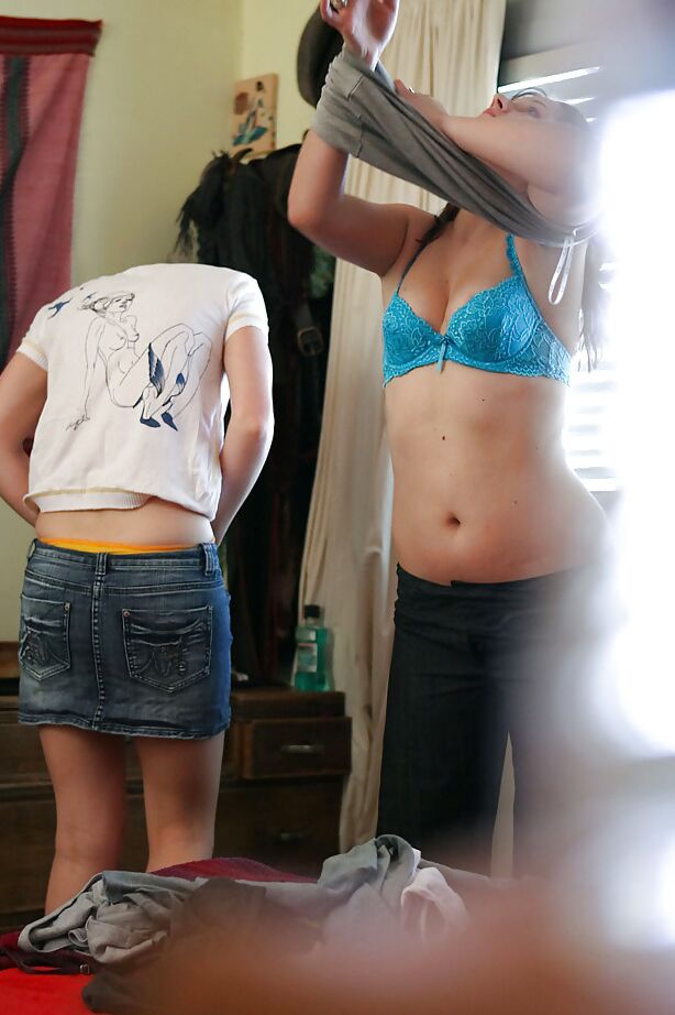 16P Slutty lesbian teens Greta and Jamie Lee helping each other get dressed