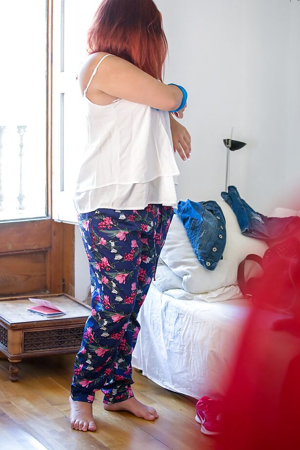 16P Overweight female Leticia caught on camera getting dressed by peeping tom