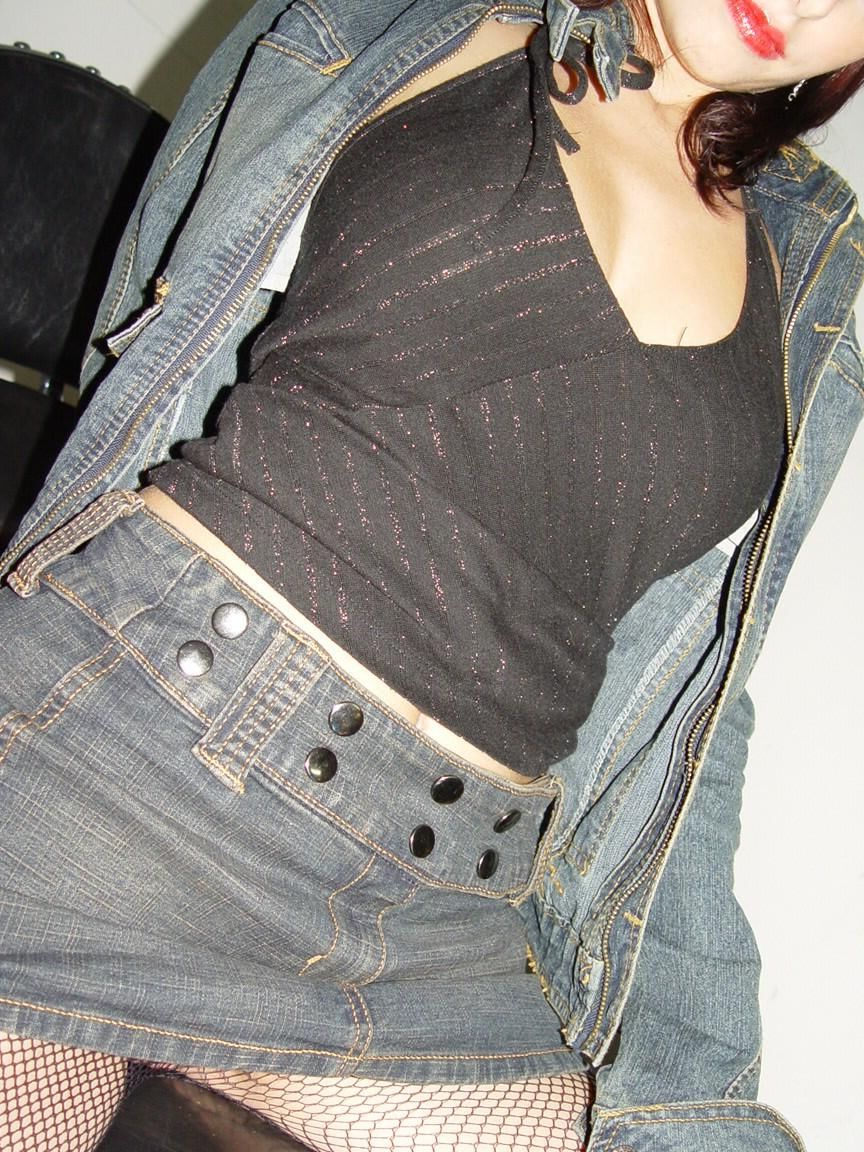 16P Biker chick Vivian models on a motorcycle in mesh pantyhose with no panties