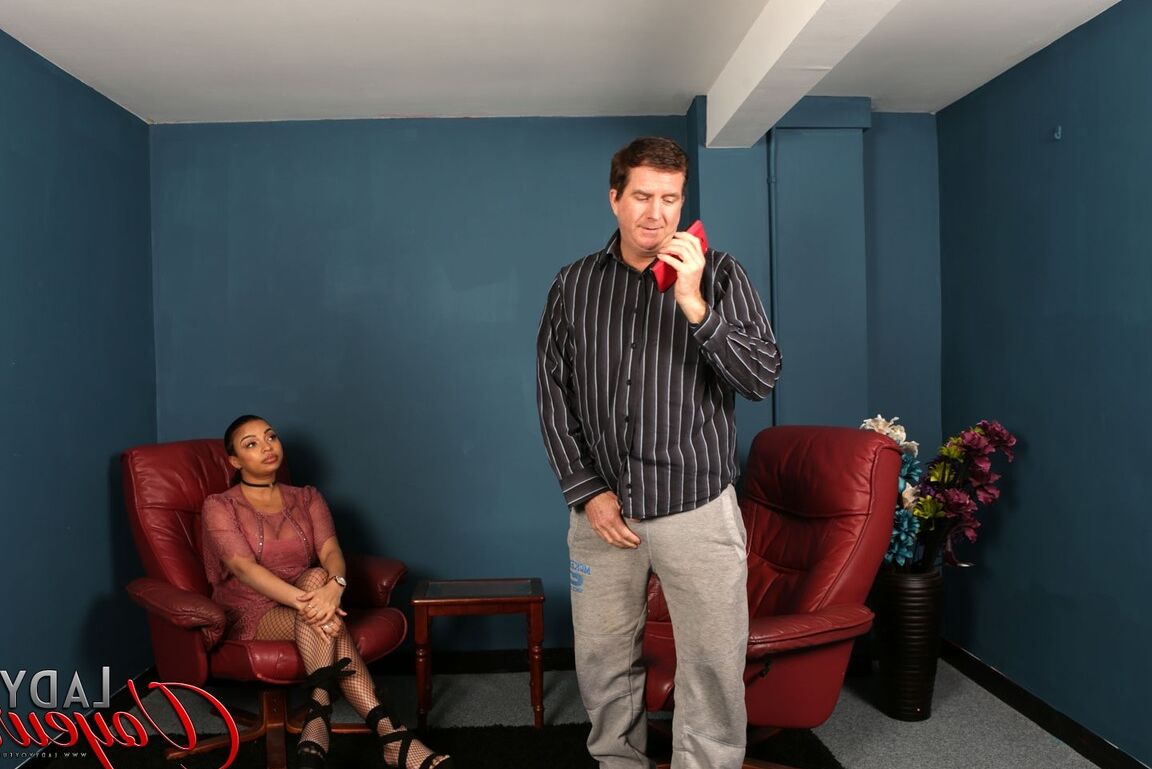 21P Office voyeur in nylons Ruby Summers watching her boss wanking his big cock