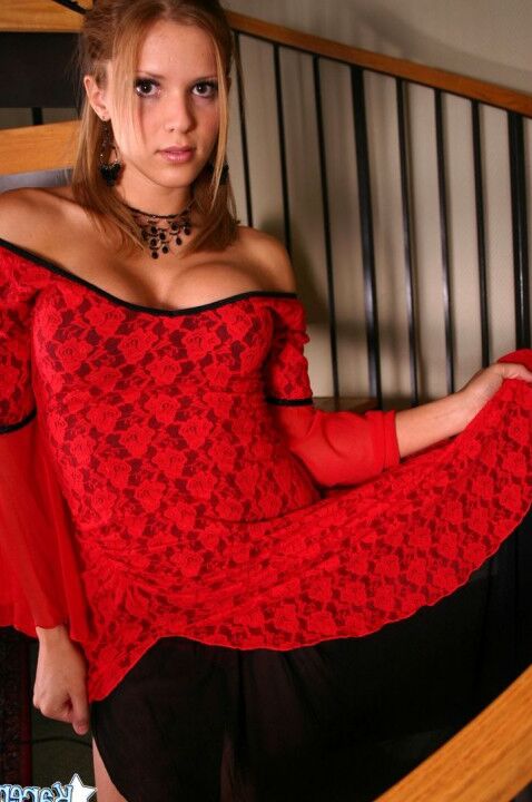 12P Teen solo girl strips to a red thong in her modeling debut