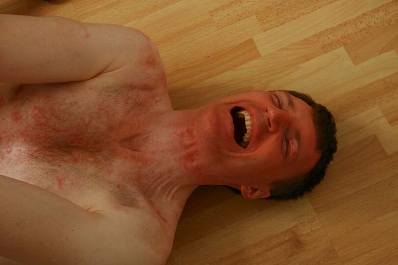 12P Submissive vanilla skinned lad bends down letting his mistress test her new