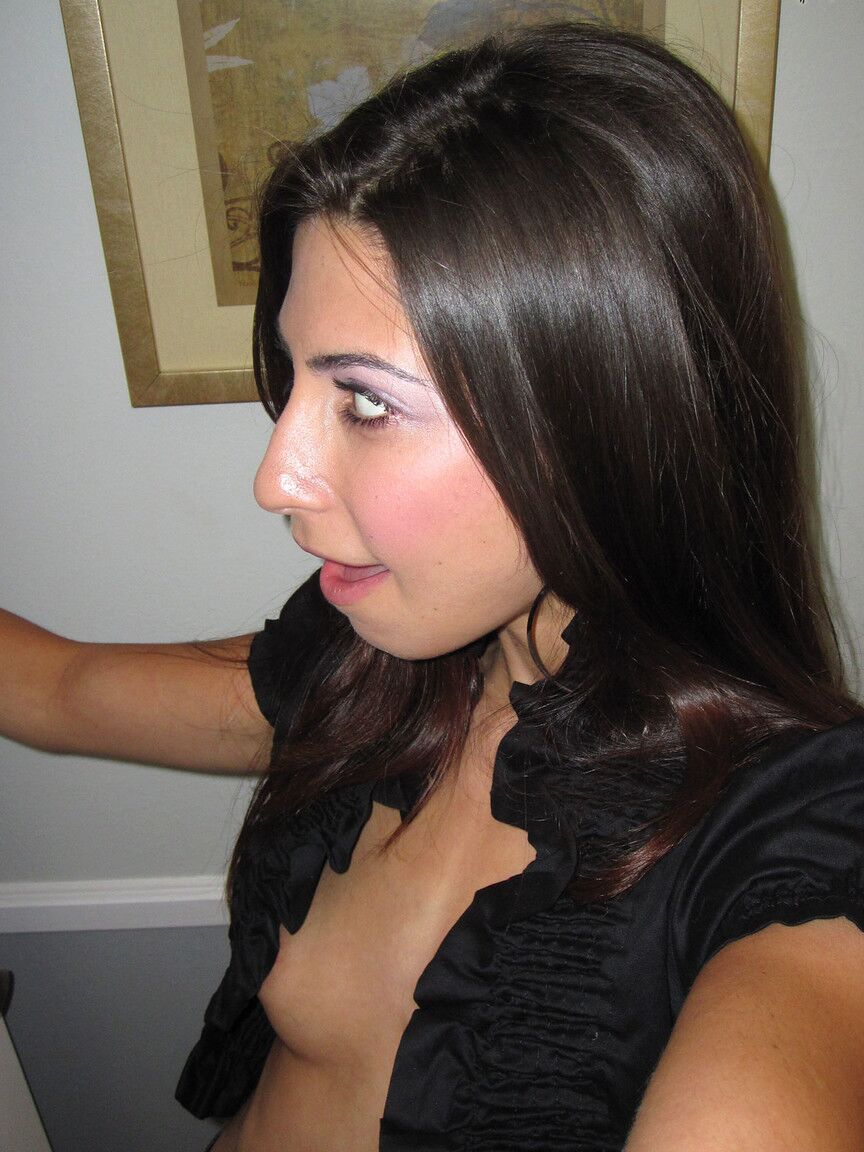 19P Brunette cutie Allie Jordan exposes her tiny tits and amazing bottom