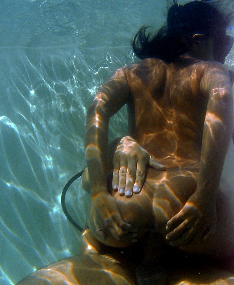 16P Asian scuba diver gives a BJ underwater before fucking beside pool