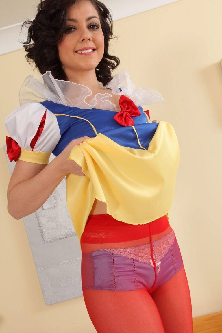 21P Horny Snow White Gemma Jack removes her clothes and teases with tiny tits