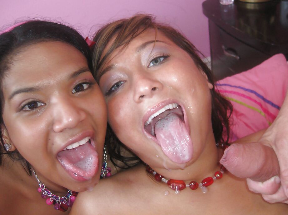 16P Adolescentes asiáticos atraentes fazem sexo a três hardcore e ficam com a boca cheia de sêmen