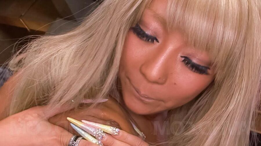 15P Rina Aina Asian fondles crack and hot hooters with long nails