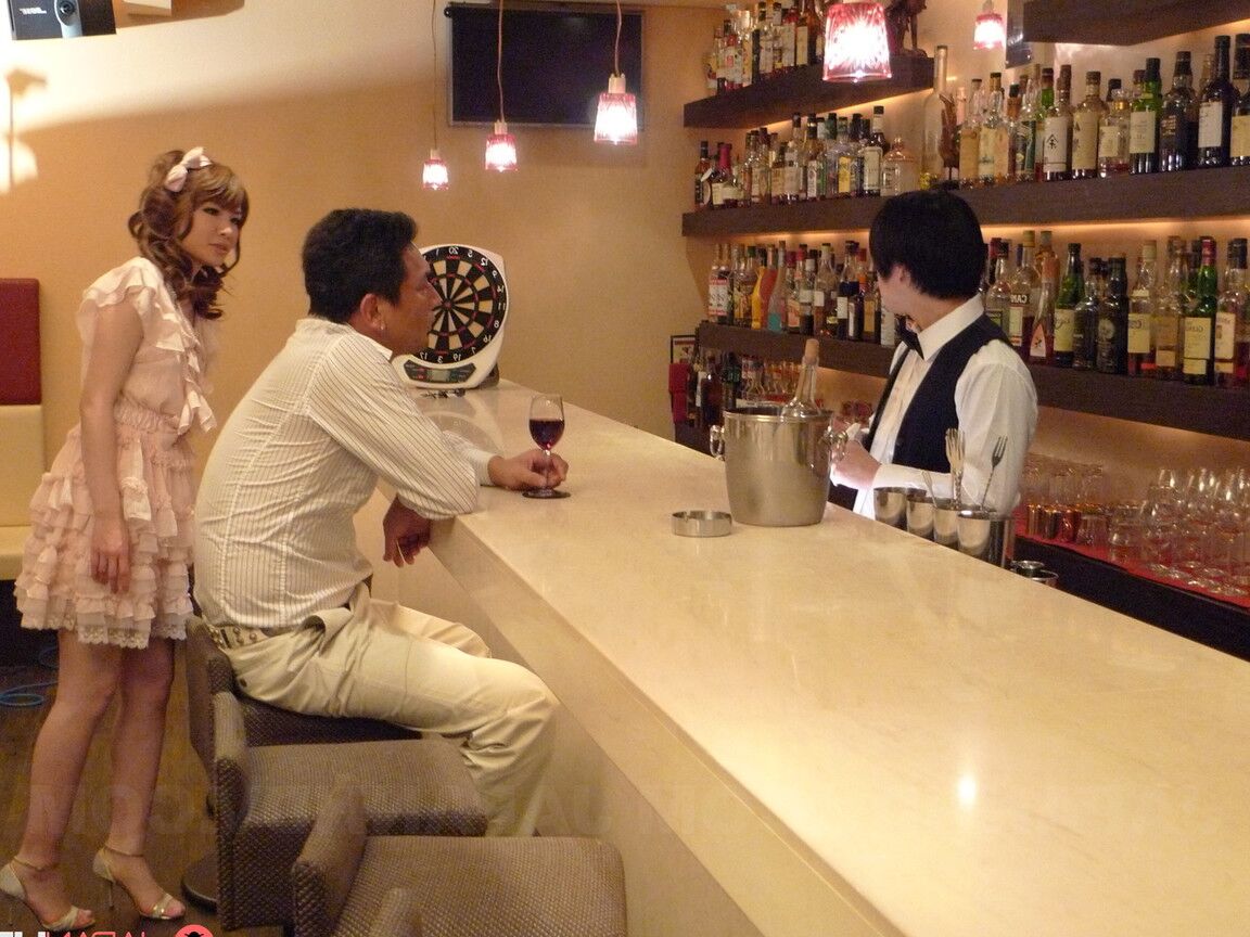 15P Lovely Japanese redhead Shiori Amano bends over and blows a nice dick