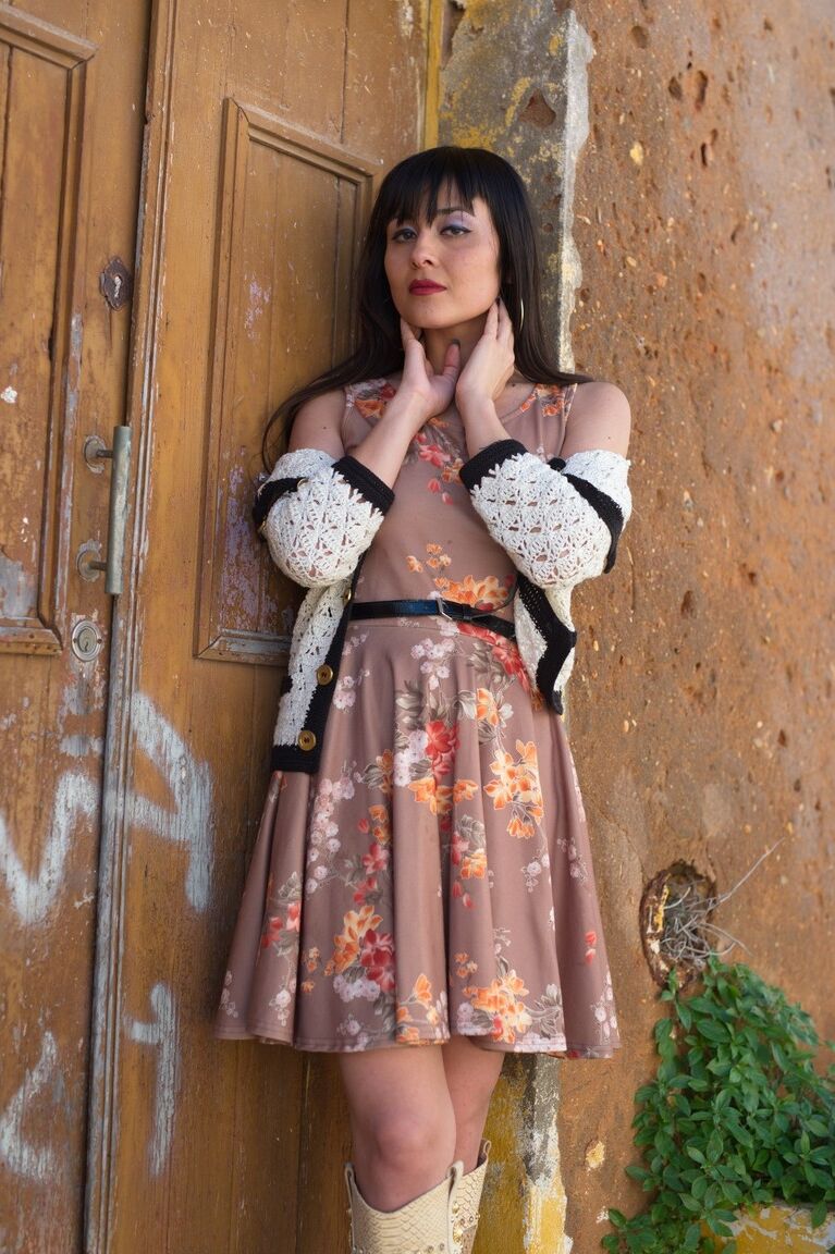 12P Asian model Sophia Jade flashes her upskirt panties on a cobblestone street