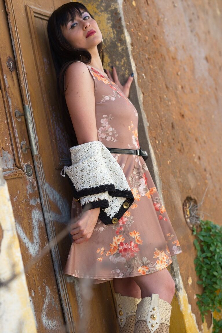 12P Asian model Sophia Jade flashes her upskirt panties on a cobblestone street