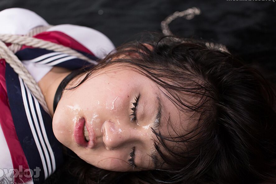 16P Japanese student as her hands tied behind her back while being mouth fucked