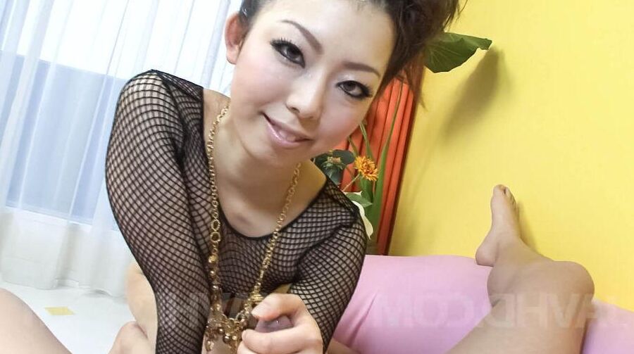 15P Yuki Asami Asian teases cock with feet and sucks it for orgasm
