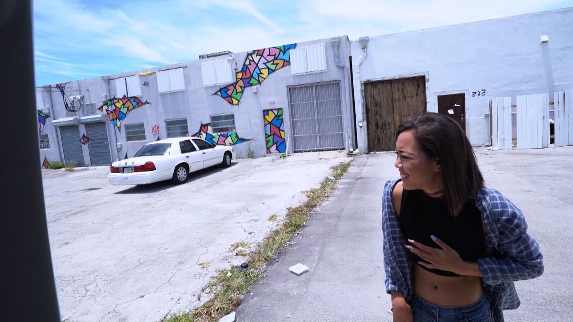 21P 21 yo Asian hitchhiker Aria Skye pays for the ride with a hardcore fuck